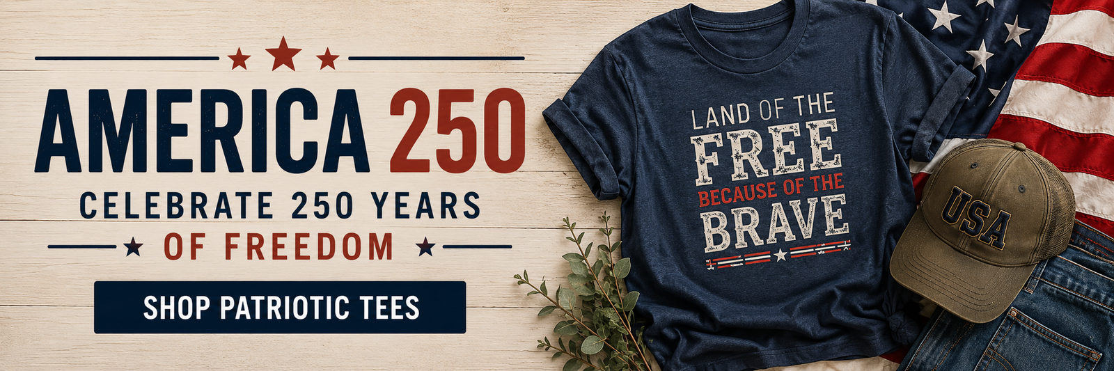 America 250 — Celebrate 250 Years of Freedom. Shop Patriotic Tees.