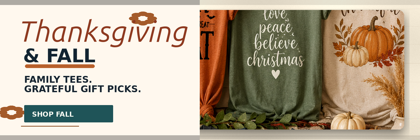 Fall Picks — autumn tees, cozy colors, and Thanksgiving-ready gifts